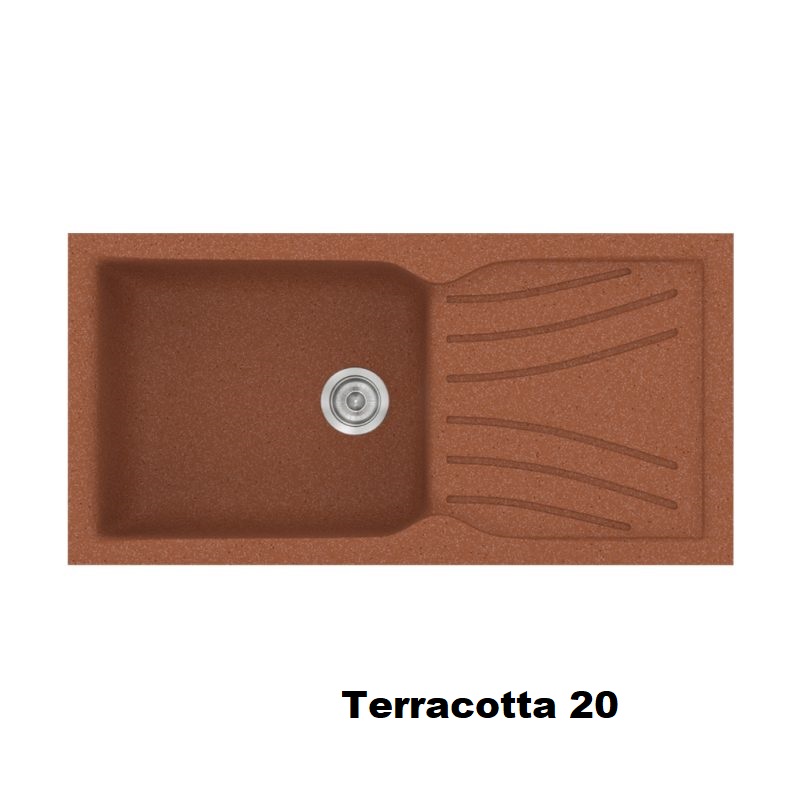 Terracotta Red Modern 1 Bowl Composite Kitchen Sink with Drainer 100×50 Classic 324 Sanitec