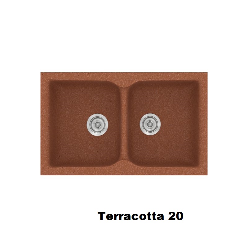 Terracotta Red Modern 2 Bowl Composite Kitchen Sink 81×50 Classic 322 Sanitec