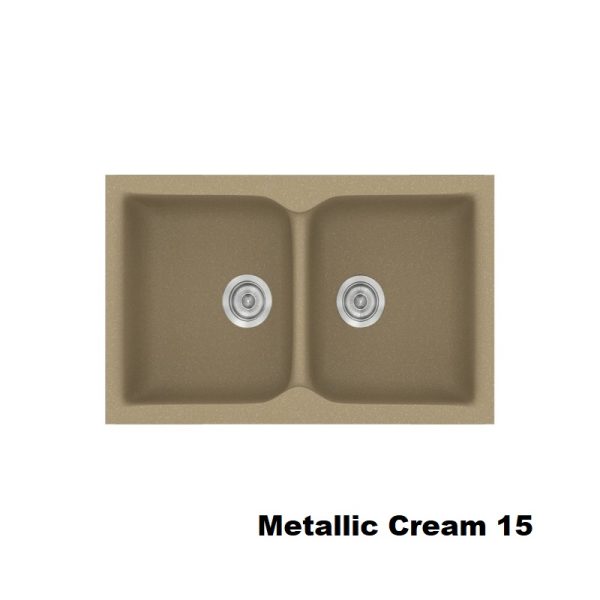 Κρεμ συνθετικος νεροχυτης με δυο γουρνες μοντερνος 78χ50 Metallic Cream 15 Classic 340 Sanitec