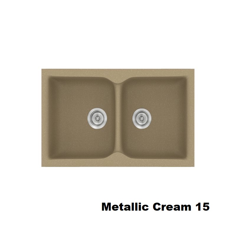 Κρεμ νεροχυτης με δυο γουρνες συνθετικος μοντερνος 78χ50 Metallic Cream 15 Classic 340 Sanitec