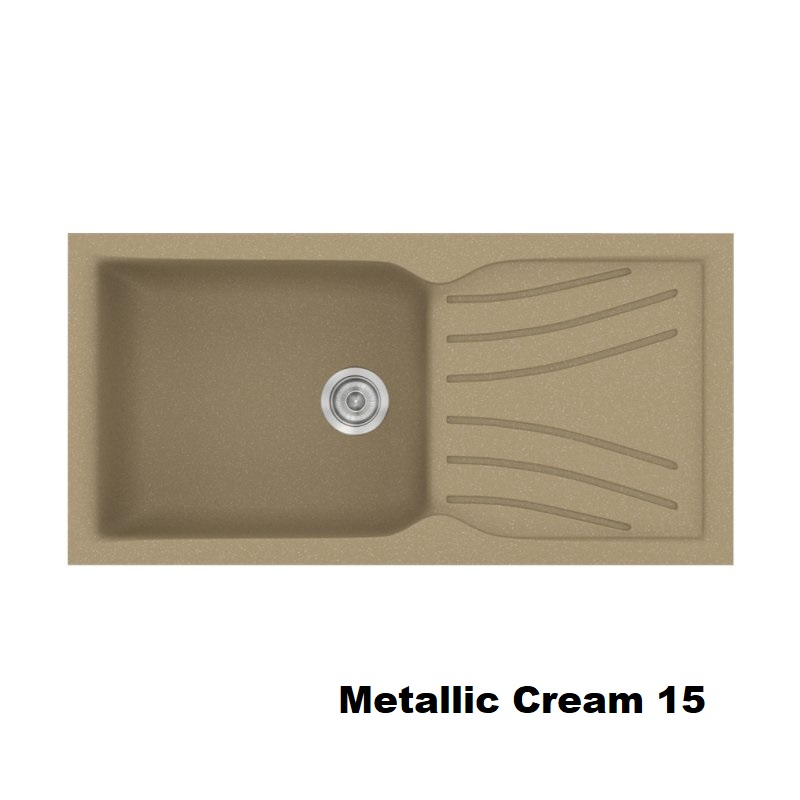 Metallic Cream Modern 1 Bowl Composite Kitchen Sink with Drainer 100×50 Classic 324 Sanitec