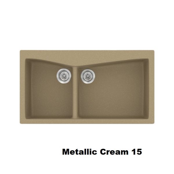 Κρεμ νεροχυτες κουζινας συνθετικοι με 2 γουρνες 93χ51 Metallic Cream 15 Classic 326 Sanitec