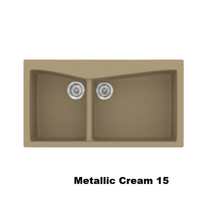 Cream Modern 2 Bowl Composite Kitchen Sink 93×51 Classic 326 Sanitec