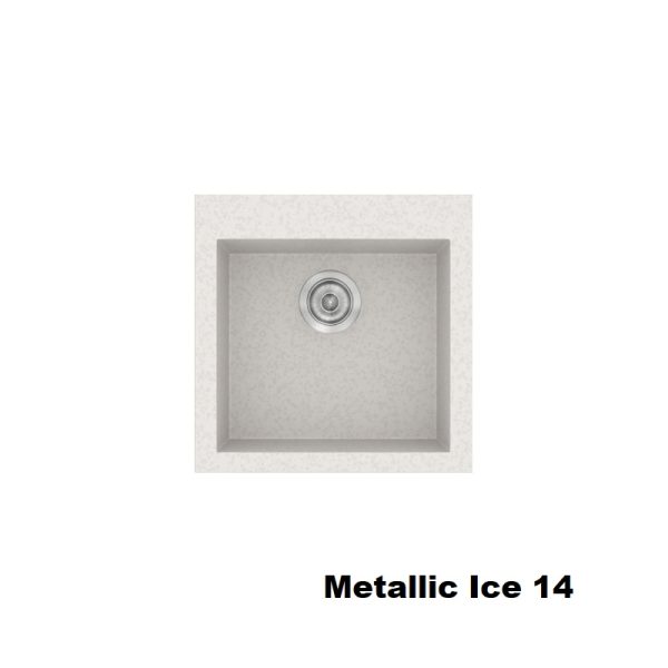 Metallic Ice White Modern 1 Bowl Small Composite Kitchen Sink 50x50 Classic 339 Sanitec