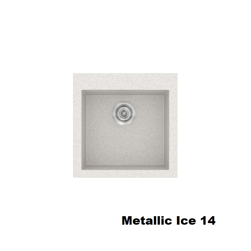 Λευκοι μικροι μονοι νεροχυτες κουζινας συνθετικοι 50χ50 Metallic Ice 14 Classic 339 Sanitec
