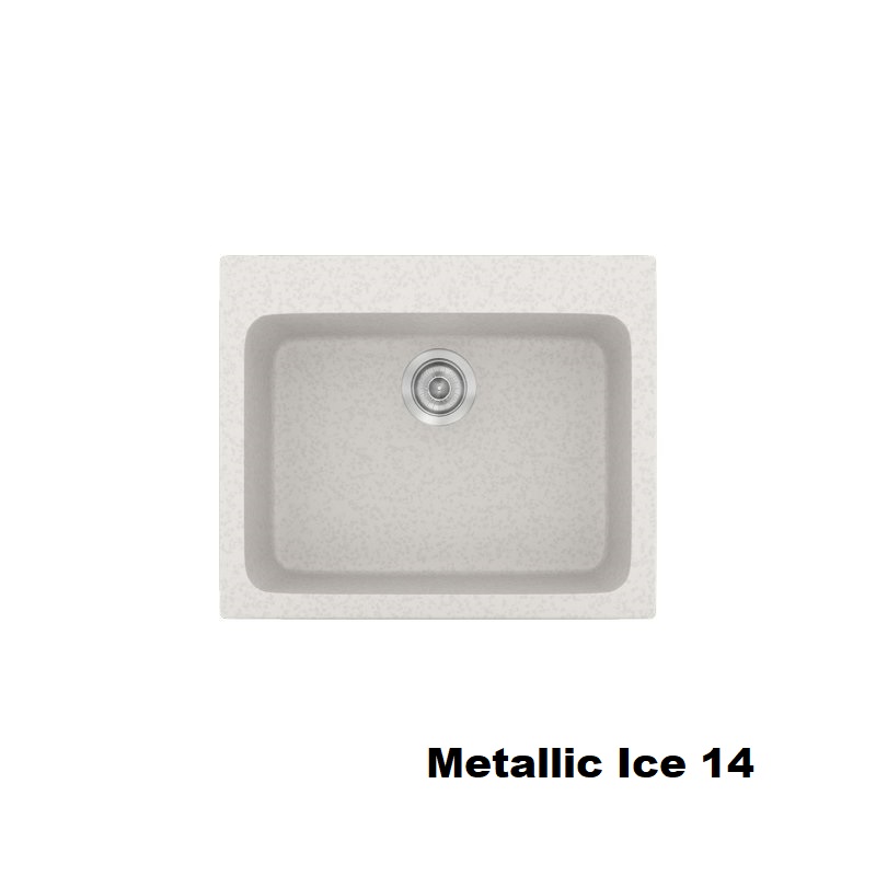 Λευκοι μικροι νεροχυτες κουζινας με μια γουρνα συνθετικοι 60χ50 Metallic Ice 14 Classic 331 Sanitec
