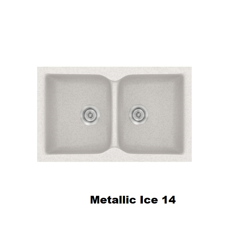 Metallic Ice White Modern 2 Bowl Composite Kitchen Sink 81×50 Classic 322 Sanitec