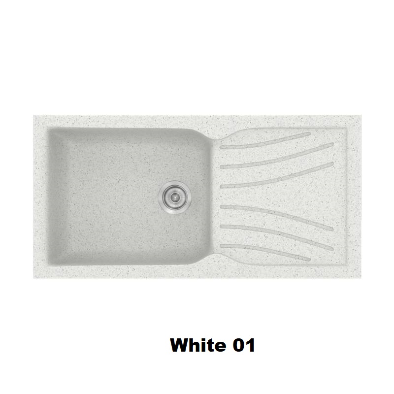 Crispy White Modern 1 Bowl Composite Kitchen Sink with Drainer 100×50 Classic 324 Sanitec