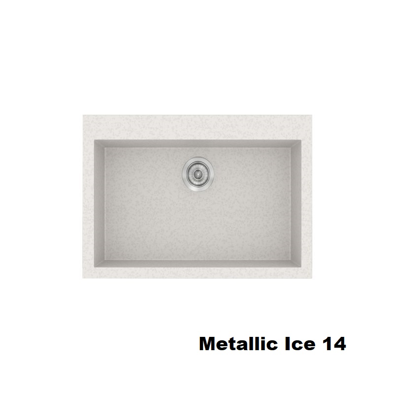 Λευκοι μοντερνοι νεροχυτες κουζινας συνθετικοι μονοι 70χ50 Metallic Ice 14 Classic 338 Sanitec