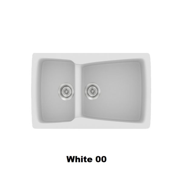 Ασπροι μοντερνοι συνθετικοι νεροχυτες κουζινας με 1,5 γουρνες 79χ50 White 00 Classic 320 Sanitec