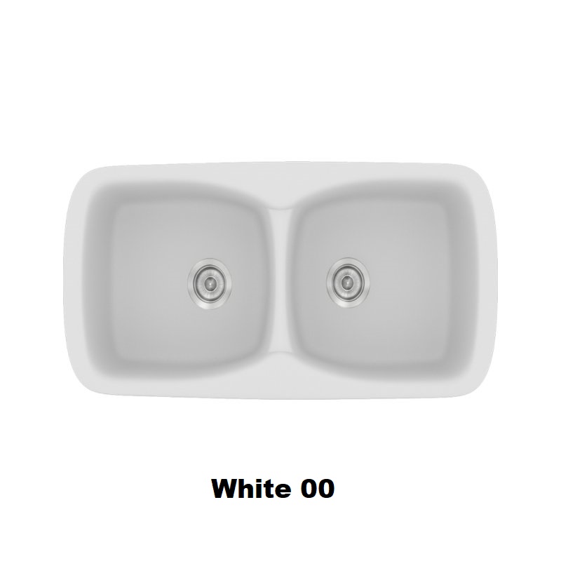 Λευκοι μοντερνοι συνθετικοι νεροχυτες κουζινας με δυο γουρνες 93χ51 White 00 Classic 319 Sanitec