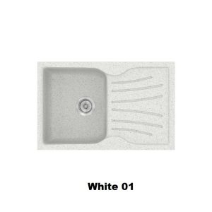 Crispy White Modern 1 Bowl Composite Kitchen Sink with Drainer 78x50 Classic 327 Sanitec