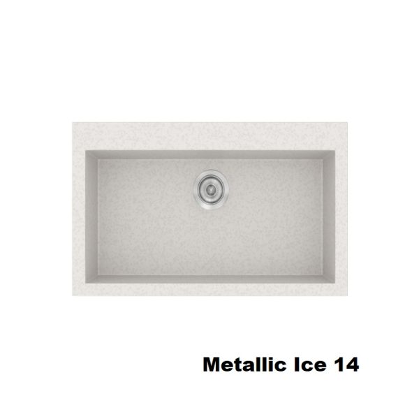 Ασπροι συνθετικοι νεροχυτες κουζινας με μια γουρνα 79χ50 Metallic Ice 14 Classic 333 Sanitec