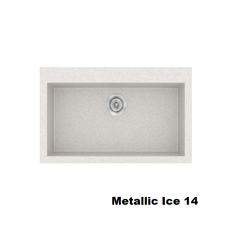 Λευκοι συνθετικοι νεροχυτες κουζινας με μια γουρνα 79χ50 Metallic Ice 14 Classic 333 Sanitec