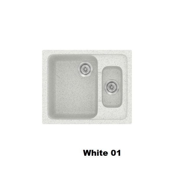 Crispy White Modern 1,5 Bowl Composite Kitchen Sink 62x51 Classic 330 Sanitec