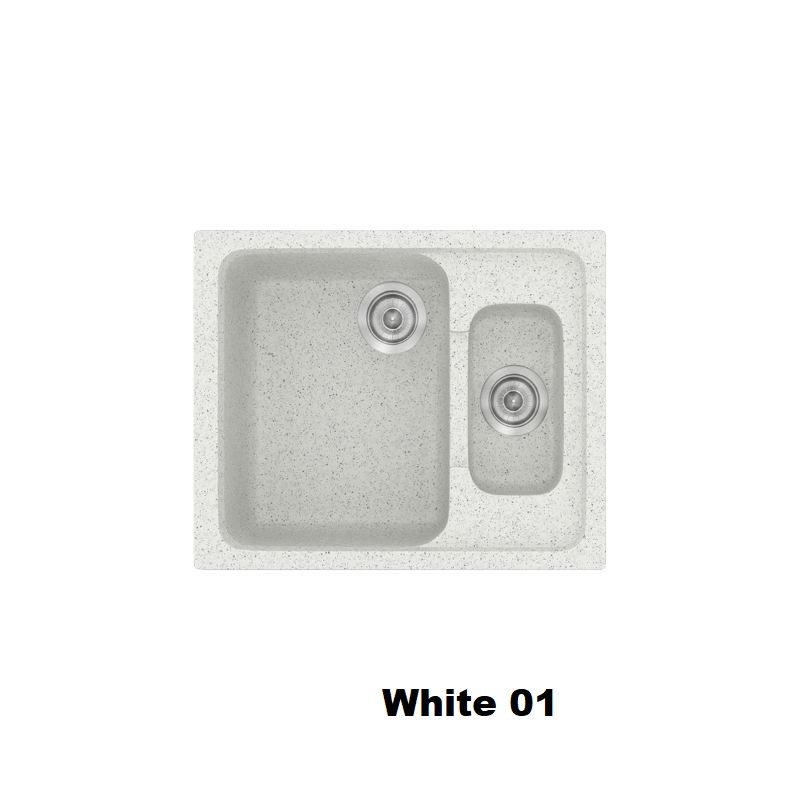 Crispy White Modern 1,5 Bowl Composite Kitchen Sink 62×51 Classic 330 Sanitec
