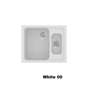 Ασπρος νεροχυτης κουζινας μικρος συνθετικος με 1,5 γουρνες 62χ51 White 00 Classic 330 Sanitec