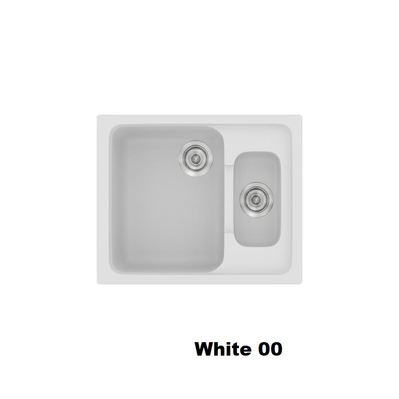 Λευκος νεροχυτης κουζινας μικρος συνθετικος με 1,5 γουρνες 62χ51 White 00 Classic 330 Sanitec
