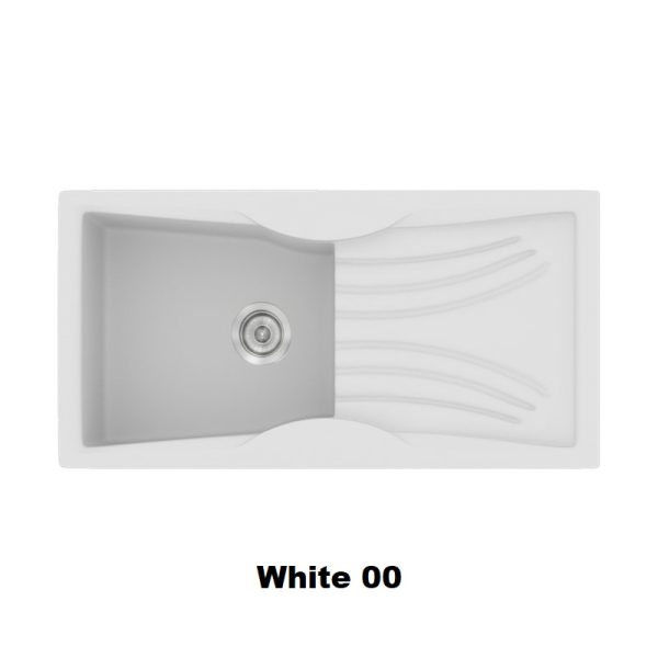 Λευκος νεροχυτης κουζινας με μια γουρνα και ποδια συνθετικος 99χ51 White 00 Classic 328 Sanitec