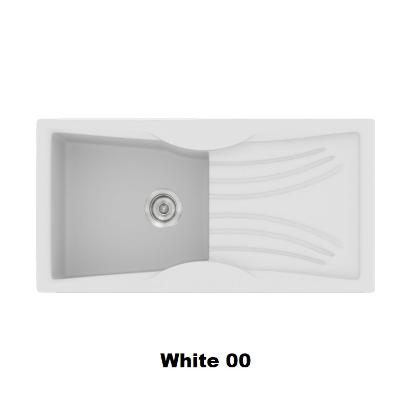 Λευκος νεροχυτης κουζινας συνθετικος με μια γουρνα και ποδια 99χ51 White 00 Classic 328 Sanitec