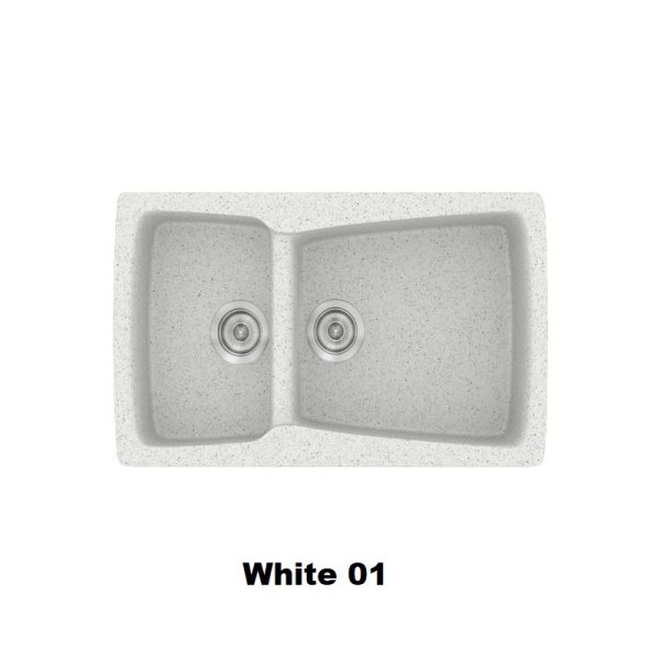 Crispy White Modern 1.5 Bowl Composite Kitchen Sink 79x50 Classic 320 Sanitec