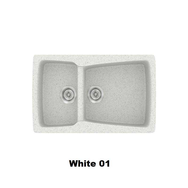 Crispy White Modern 1.5 Bowl Composite Kitchen Sink 79×50 Classic 320 Sanitec