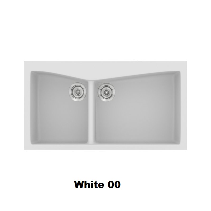 White Modern 2 Bowl Composite Kitchen Sink 93×51 Classic 326 Sanitec
