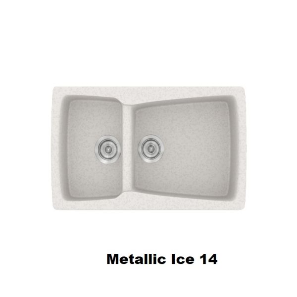 Metallic Ice White Modern 1.5 Bowl Composite Kitchen Sink 79x50 Classic 320 Sanitec