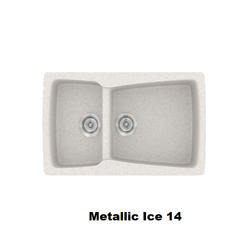 Λευκος συνθετικος νεροχυτης κουζινας με 1.5 γουρνες 79χ50 Metallic Ice 14 Classic 320 Sanitec