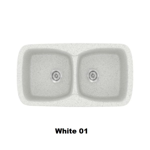 Ασπρος συνθετικος νεροχυτης κουζινας με δυο γουρνες 93χ51 White 01 Classic 319 Sanitec