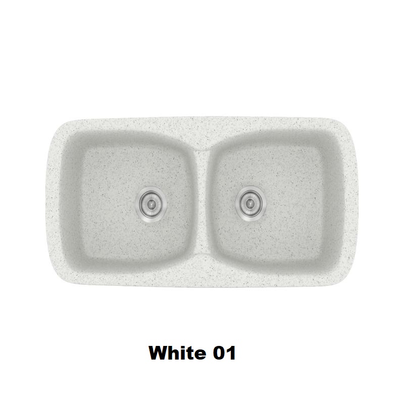 Λευκος συνθετικος νεροχυτης κουζινας με δυο γουρνες 93χ51 White 01 Classic 319 Sanitec