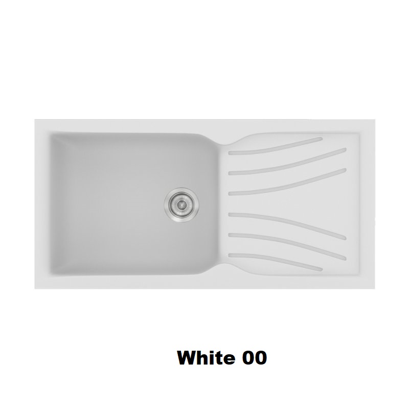 White Modern 1 Bowl Composite Kitchen Sink with Drainer 100×50 Classic 324 Sanitec