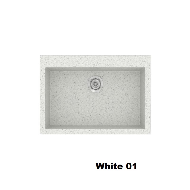 Crispy White Modern 1 Bowl Composite Kitchen Sink 70×50 Classic 338 Sanitec