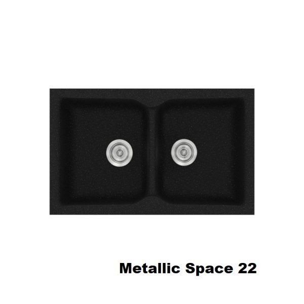 Metallic Space Black Modern 2 Bowl Composite Kitchen Sink 81x50 Classic 322 Sanitec