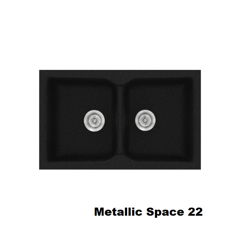 Metallic Space Black Modern 2 Bowl Composite Kitchen Sink 81×50 Classic 322 Sanitec