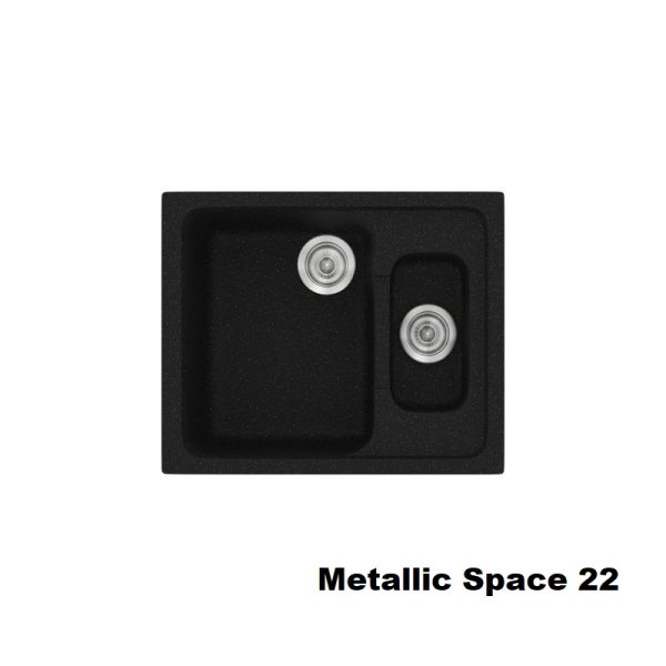Μαυροι μικροι συνθετικοι νεροχυτες κουζινας με μια μεγαλη και μιρκη γουρνα 62χ51 Metallic Space 22 Classic 330 Sanitec