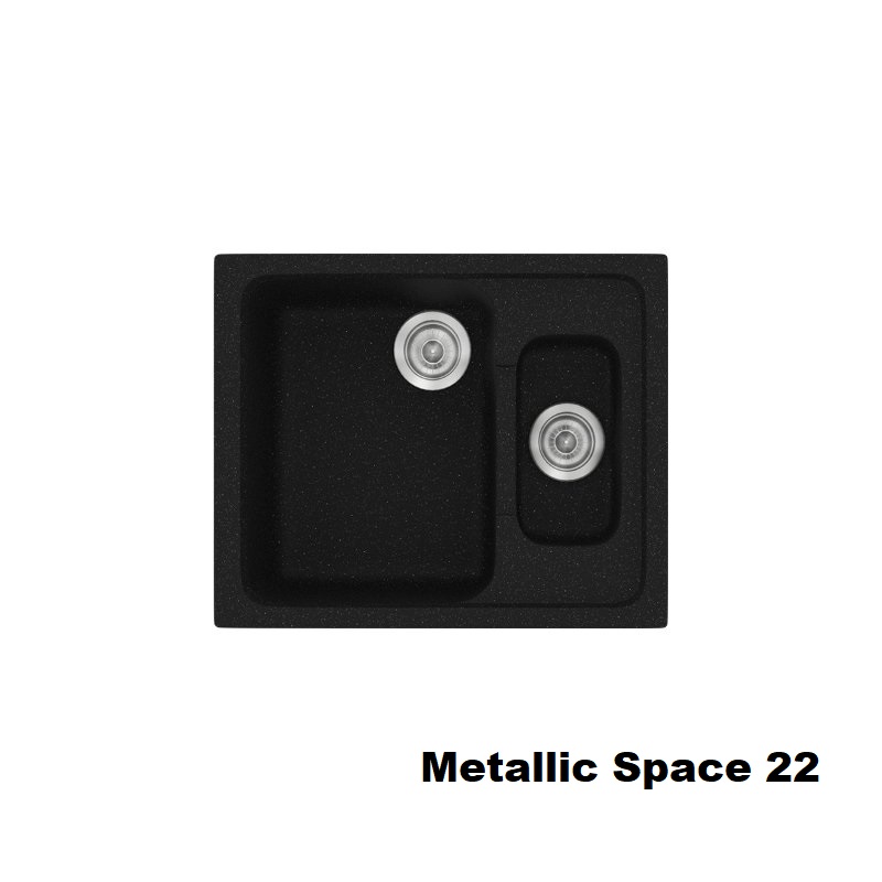 Μαυροι μικροι νεροχυτες κουζινας συνθετικοι με μια μεγαλη και μιρκη γουρνα 62χ51 Metallic Space 22 Classic 330 Sanitec