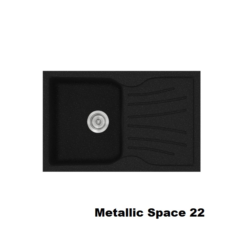 Metallic Space Black Modern 1 Bowl Composite Kitchen Sink with Drainer 78×50 Classic 327 Sanitec
