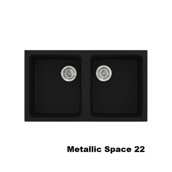 Μαυροι συνθετικοι νεροχυτες διπλοι 2 γουρνες 86χ50 Metallic Space 22 Classic 334 Sanitec