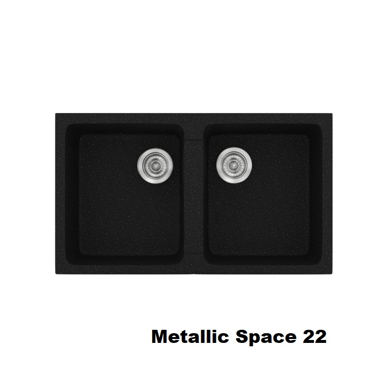 Μαυροι νεροχυτες διπλοι συνθετικοι 2 γουρνες 86χ50 Metallic Space 22 Classic 334 Sanitec