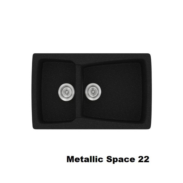 Metallic Space Black Modern 1.5 Bowl Composite Kitchen Sink 79x50 Classic 320 Sanitec