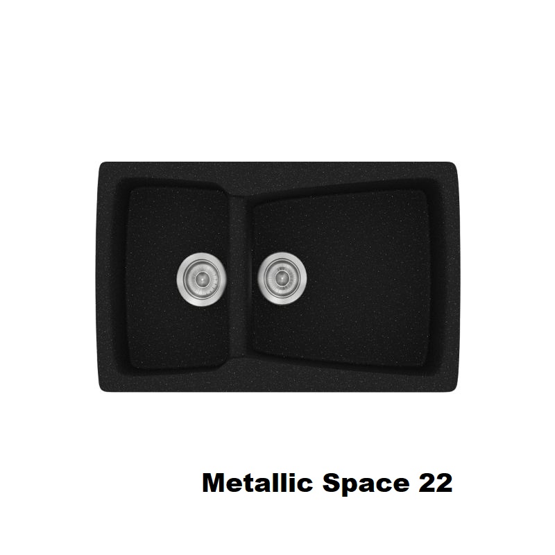 Metallic Space Black Modern 1.5 Bowl Composite Kitchen Sink 79×50 Classic 320 Sanitec