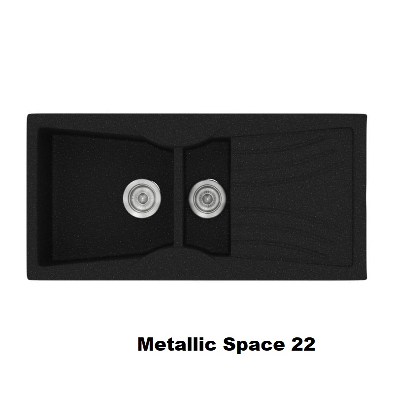 Metallic Space Black Modern 1,5 Bowl Composite Kitchen Sink with Drainer 104×51 Classic 329 Sanitec