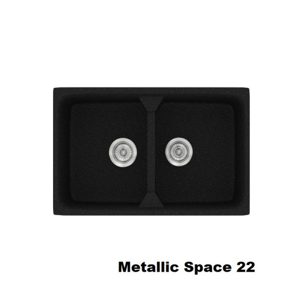 Μαυροι μοντερνοι συνθετικοι νεροχυτες κουζινας 78χ51 Metallic Space 22 Classic 318 Sanitec