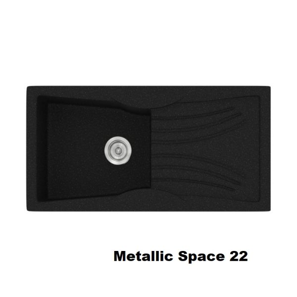 Metallic Space Black Modern 1 Bowl Composite Kitchen Sink with Drainer 99x51 Classic 328 Sanitec