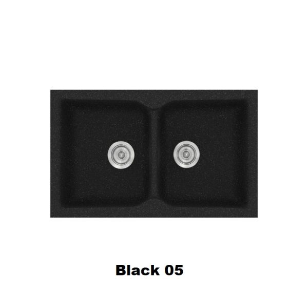 Μαυρος νεροχυτης κουζινας διπλος με 2 γουρνες συνθετικος 81χ50 Black 05 Classic 322 Sanitec