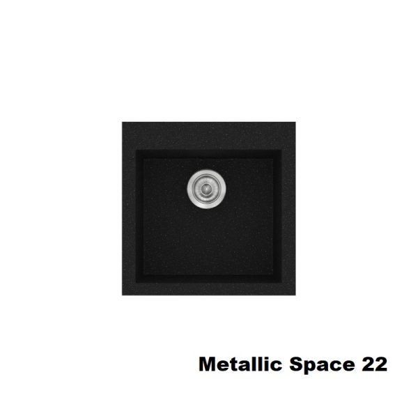 Μαυρος νεροχυτης για κουζινα μικρος μονος μοντερνος συνθετικος 50χ50 Metallic Space 22 Classic 339 Sanitec