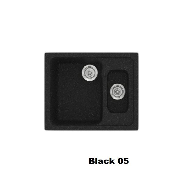 Μαυρος μικρος μοντερνος νεροχυτης κουζινας συνθετικος μια και μιση γουρνα 62χ51 Black 05 Classic 330 Sanitec