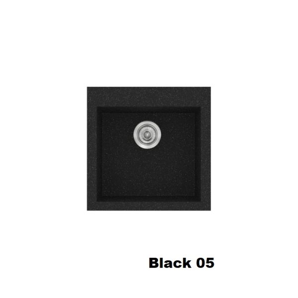 Μαυρος συνθετικος μικρος νεροχυτης κουζινας τετραγωνος με μια γουρνα 50χ50 Black 05 Classic 339 Sanitec