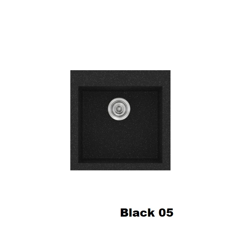 Μαυρος μικρος συνθετικος νεροχυτης κουζινας τετραγωνος με μια γουρνα 50χ50 Black 05 Classic 339 Sanitec